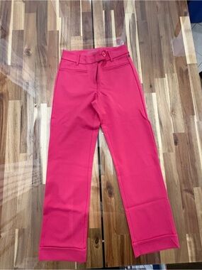 NWT Sz XS Betabrand Bright Neon Barbie Pink Crop Lite Dress Pant Yoga Pants